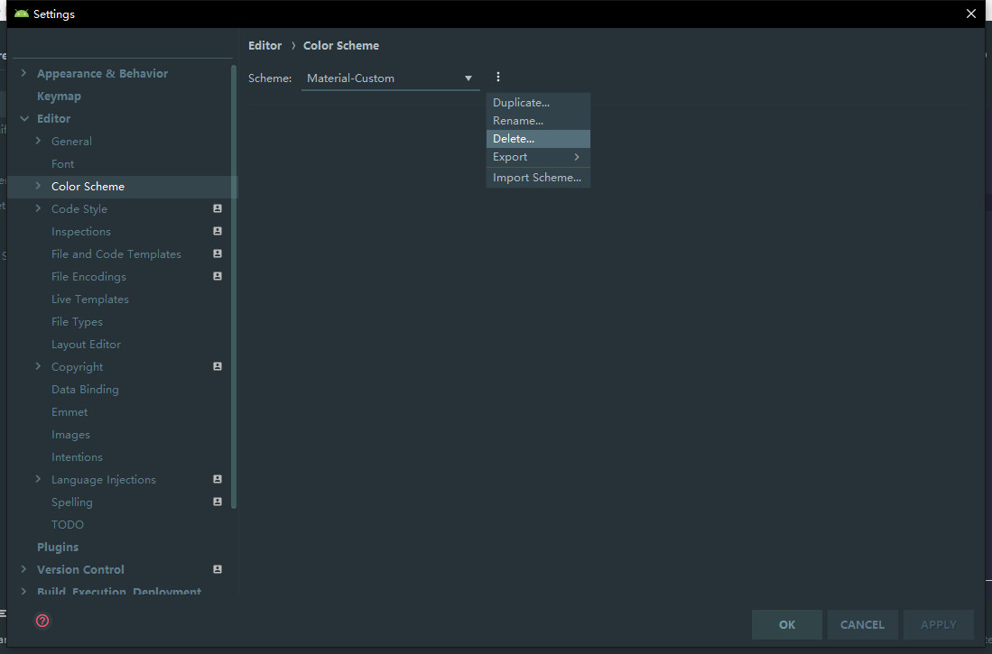 Android Studio - Delete Scheme