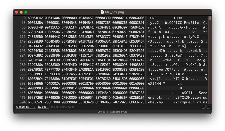 PNG 文件的 Hex 数据